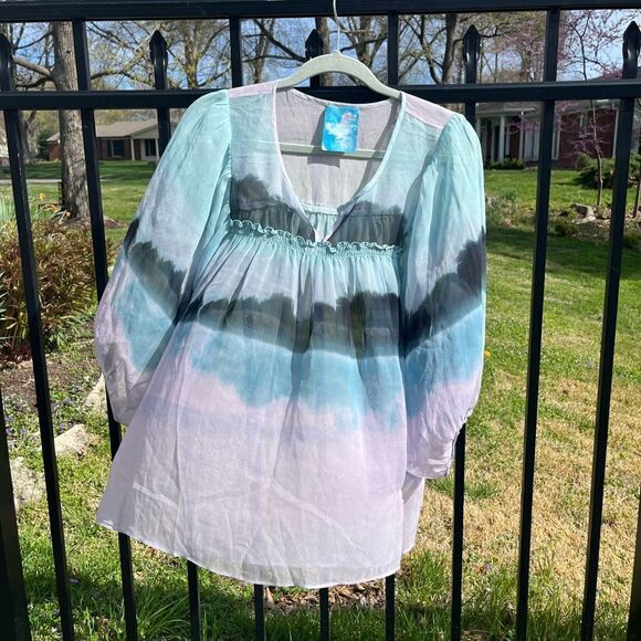 Anthropologie Sophie Duran 100% Silk Watercolor Top - Picture 5 of 10
